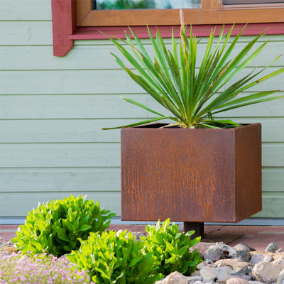 گاردن Corten Steel Box Large Planter Box فولادی زنگ زده برای خانه مزرعه