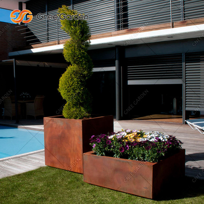 SGS TUV Indoor Outdoor Metal Planter جعبه های پنجره فولادی کورتن ضد پیری