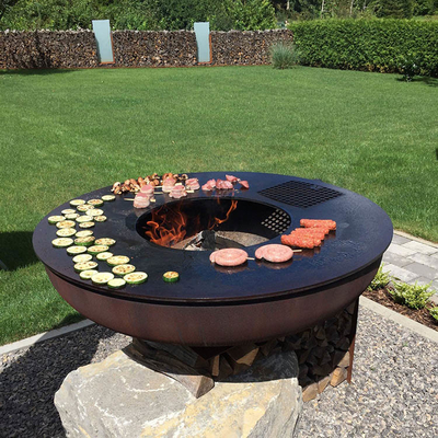 کورتن استیل KD فضای باز BBQ آتش گودال گرد قبل زنگ زده