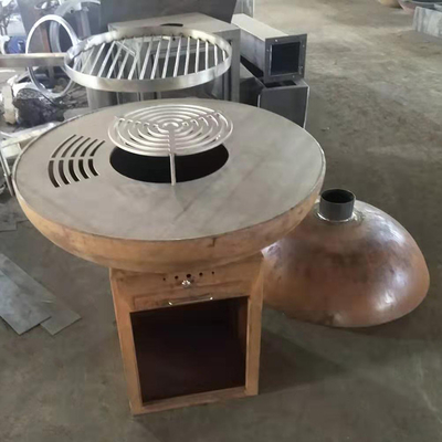 گودال آتش نشانی فولادی کورتن با پایان زنگ زده زغالی مدرن برای پخت و پز BBQ آشپزخانه در فضای باز