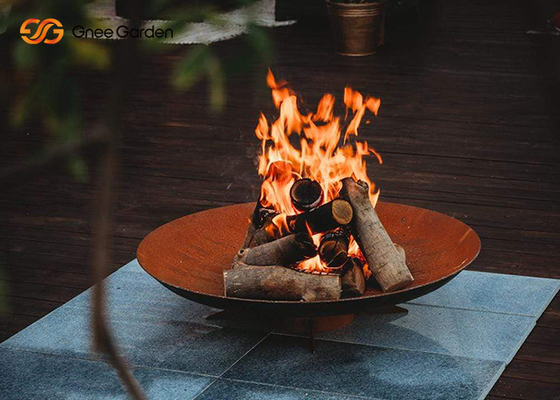 منقل حیاط خلوت پاسیو Firepit Wood Burning Garden Corten Steel Guide Outdoor Firepit