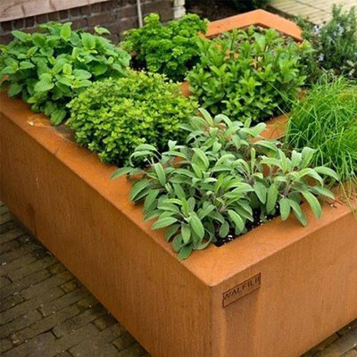 جعبه کاشت فلز مستطیل شکل فضای باز سرپوشیده باغ گلدان های بزرگ گل