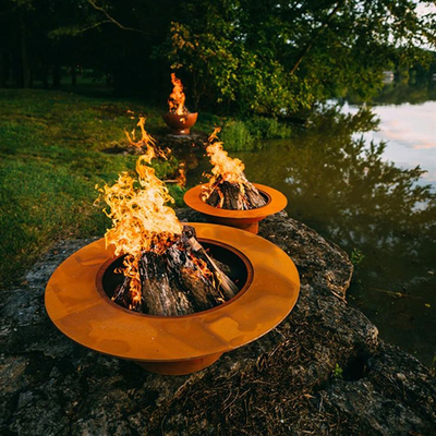 550mm-1500mm Corten Steel میز آتش نشانی باغ فولادی فایرپیت پیش زنگ زده