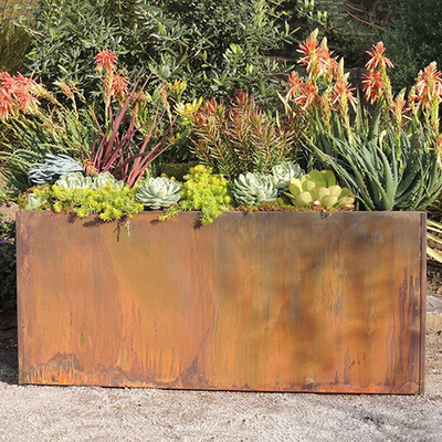 سفارشی سازی Metal Garden Planter Boxes Corten Steel Trough Planter 1200mm