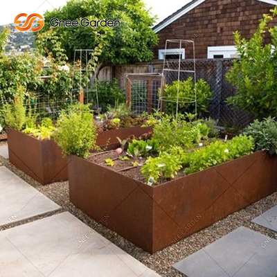 سفارشی سازی Metal Garden Planter Boxes Corten Steel Trough Planter 1200mm