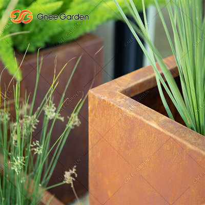 جعبه کاشت فلزی مستطیلی هندسی 90*25*25 استیل کورتن