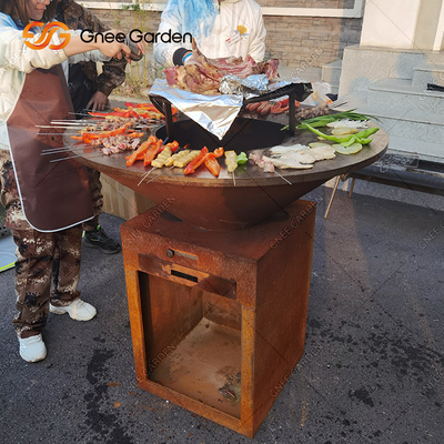 کورتن استیل باغ آتش گودال فضای باز BBQ بشقاب پخت و پز کوره های آشپزی در فضای باز