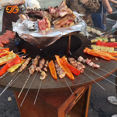 کورتن استیل باغ باربیکیو کوره های آشپزی در فضای باز آتش گودال عتیقه 31.5 اینچی
