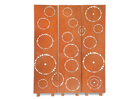 1800x900mm تزئینات باغ فلزی کورتن استیل تزئینی پرده های تزئینی الگوی دایره