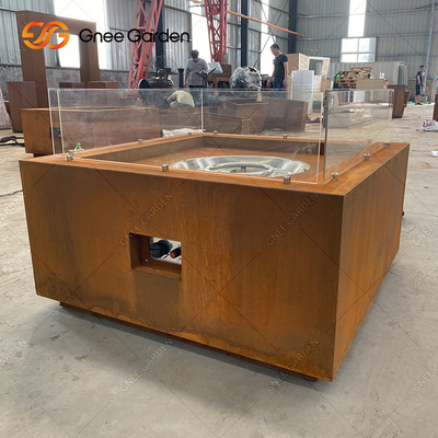 فضای باز استیل آتش گودال باغ پاسیو تزئینی مربع Corten Steel Firepit