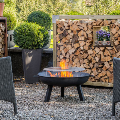 Corten Steel Fire Pit Rusty look در فضای باز دکوراسیون باغ کمپینگ