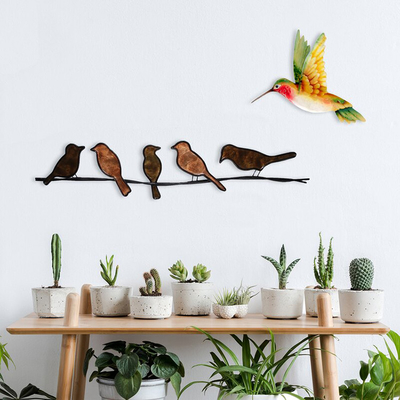 Gnee Garden 6 اینچی مجسمه دیواری فلزی معاصر در فضای داخلی